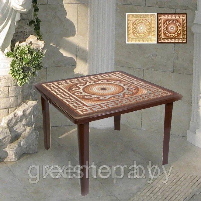 Пластиковый квадратный стол с деколем Греческий орнамент (шоколад) - фото 6 - id-p150765514