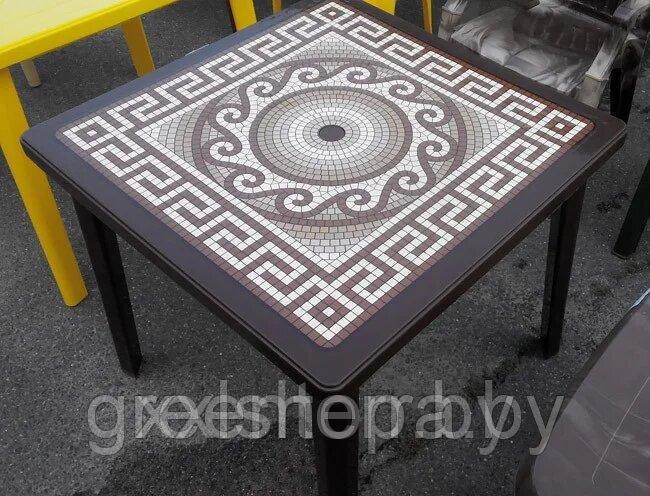 Пластиковый квадратный стол с деколем Греческий орнамент (шоколад) - фото 5 - id-p150765514