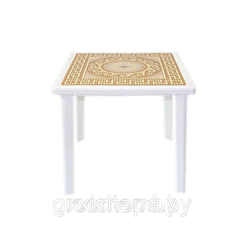 Пластиковый квадратный стол с деколем Греческий орнамент (шоколад) - фото 3 - id-p150765514