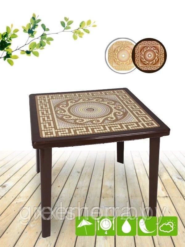Пластиковый квадратный стол с деколем Греческий орнамент (шоколад) - фото 1 - id-p150765514