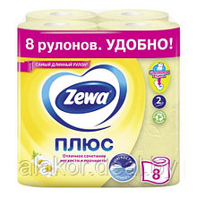 Бумага туалетная, двухслойная, желтая, с ароматом ромашки, «Zewa Plus» (8рул./уп. )