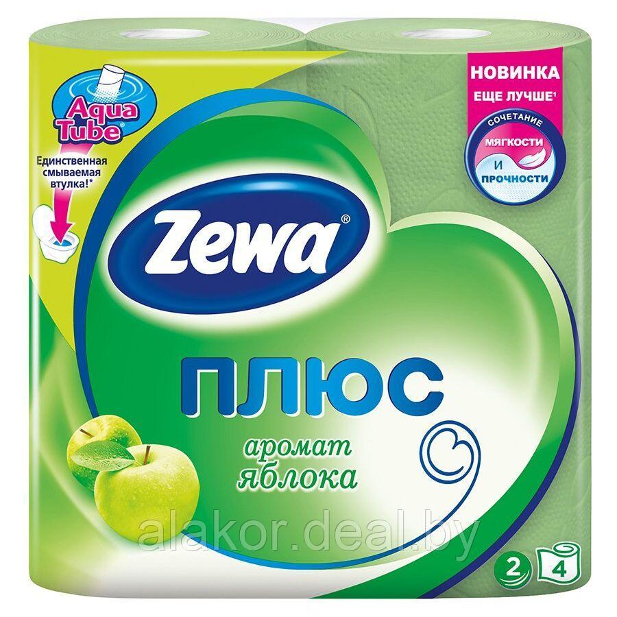 Бумага туалетная, двухслойная, зеленая, с ароматом яблока, «Zewa Plus» (4рул./уп. ) - фото 1 - id-p150768699