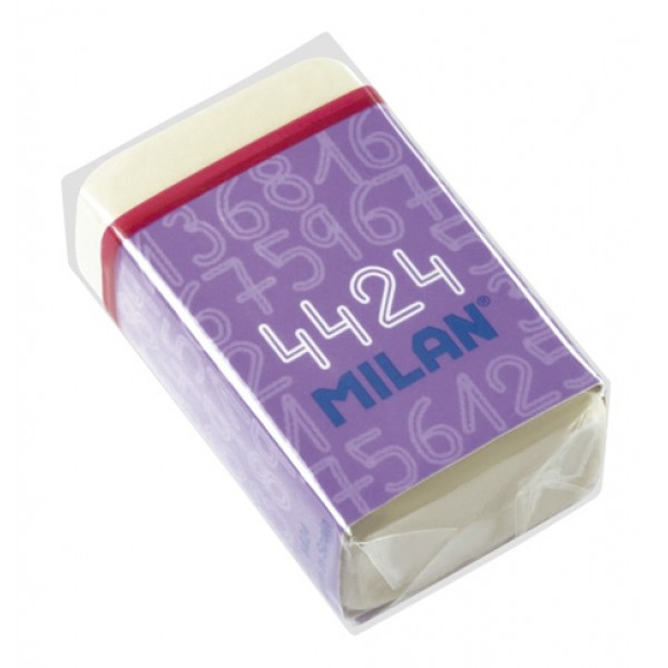 Ластик Milan "4424", прямоугольный, синтетический каучук, картонный держатель, 39*23*13мм, CMM4424(работаем с - фото 4 - id-p113244943