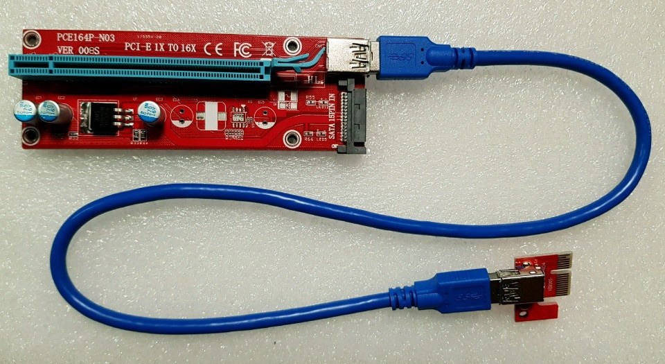 Адаптер - райзер USB3.0 PCI-E 1X на 16X, SATA (ver.008S) 555779