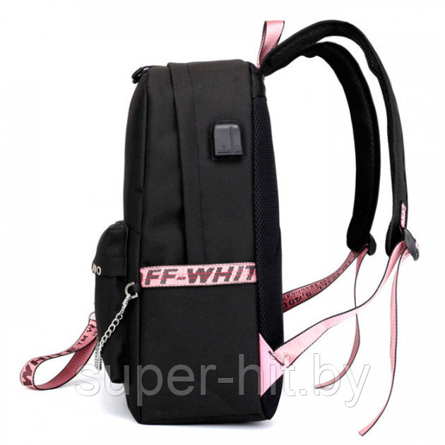 Рюкзак с зарядным кабелем и кабелем для наушников Tik Tok (цвета - черный, розовый) - фото 4 - id-p150853765