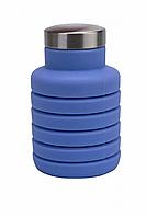 Бутылка для воды силиконовая складная с крышкой, 500 мл, фиолетовая