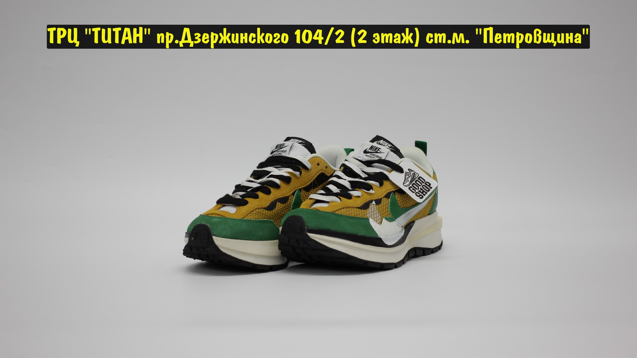 Кроссовки Sacai x Nike VaporWaffle Yellow Green - фото 1 - id-p150898682