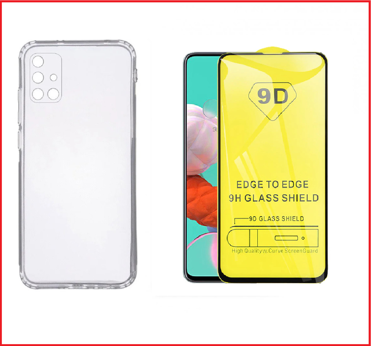 Чехол-накладка + защитное стекло 9D для Samsung Galaxy A51 SM-A515