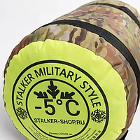Спальный мешок с подголовником Stalker Military Style одеяло (22595, изософт, до -5С), РФ Зеленый