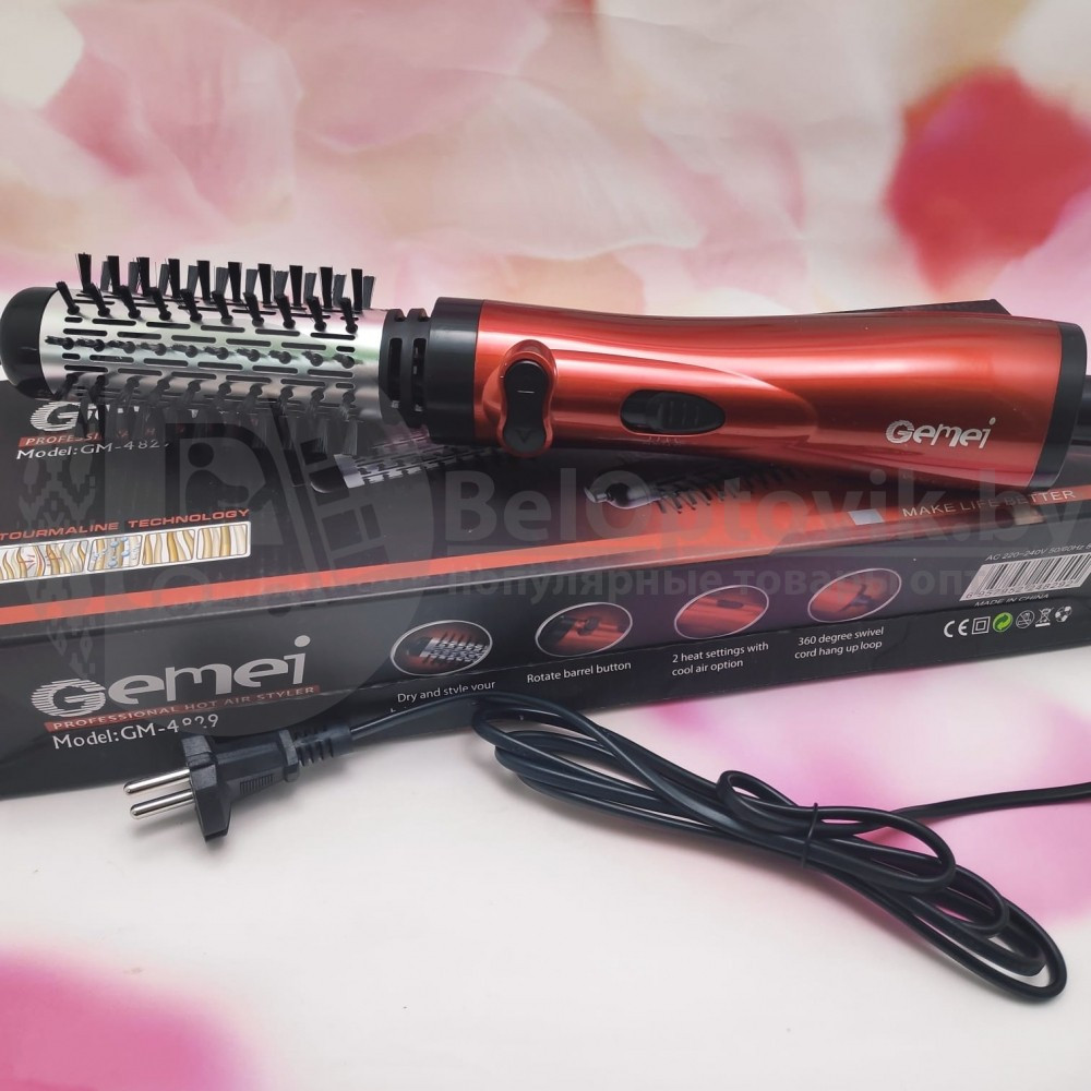 Фен БРАШ воздушный вращающийся стайлер для укладки волос GEMEI GM-4829 - фото 9 - id-p150916688