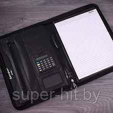 Папка бизнес-органайзер к/з 33х25см +калькулятор+блок А4, чёрного цвета, фото 2