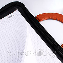 Папка бизнес-органайзер к/з 33х25см +калькулятор+блок А4, с ручками (коричневый цвет), фото 2