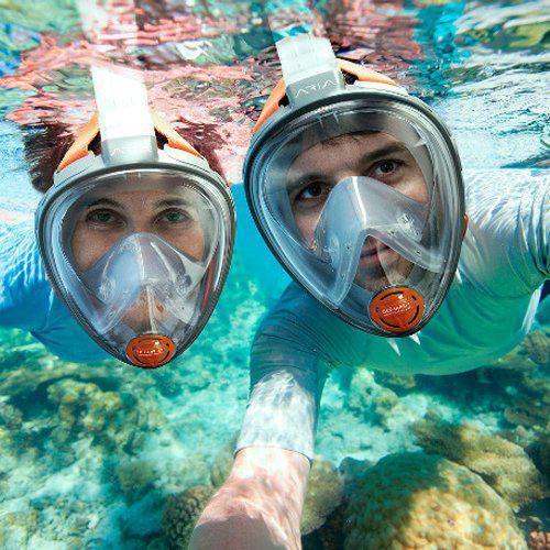 Маска для снорклинга (плавание под поверхностью воды) FREEBREATH с креплением для экшн камеры и берушами - фото 5 - id-p150956323