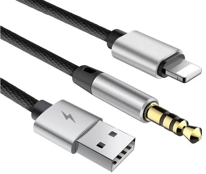 Кабель Baseus Cable L34 для Apple to 3.5mm & USB Charging Audio Cable, 1.2 м, черный