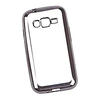 Чехол силиконовый "LP" для Samsung Galaxy J1 Mini 2016 TPU (прозрачный с черной хром рамкой) (европакет)