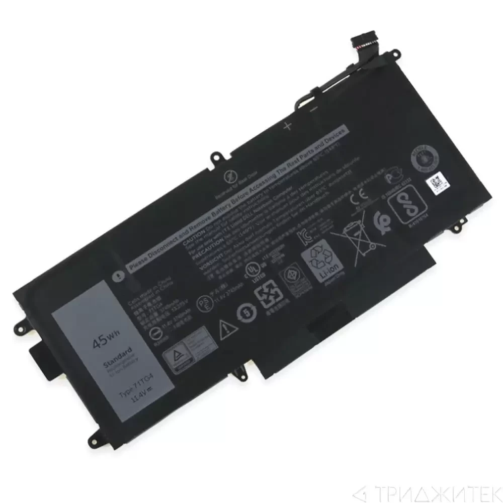 Аккумулятор (батарея) 71TG4 для ноутбукa Dell Latitude 7390 11.4В, 3940мАч