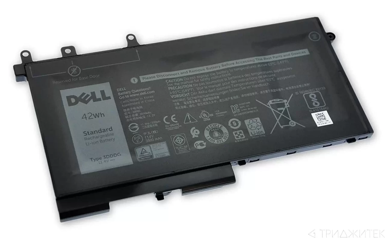 Аккумулятор (батарея) 3DDDG для ноутбука Dell Latitude E5280, E5480, E5580, 42Wh, 11.4В