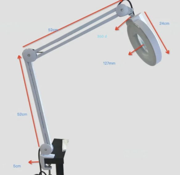 Лампа лупа косметическая SiPL LED на струбцине с крышкой Черная/Белая