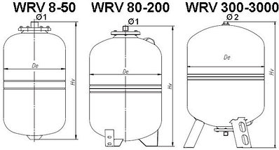 Расширительный мембранный бак WESTER WRV 1000, фото 3