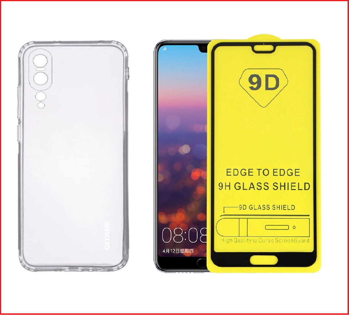 Чехол-накладка + защитное стекло 9D для Huawei P20 Pro