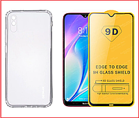 Чехол-накладка + защитное стекло 9D для Xiaomi Redmi 9 / Poco M2
