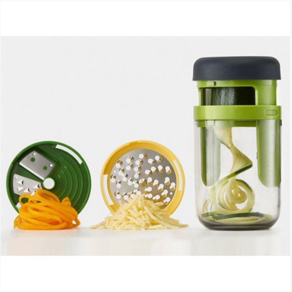 Тёрка спирально-механическая с тремя лезвиями и контейнером Spiralizer Hand-held 3 в 1 - фото 3 - id-p151068777