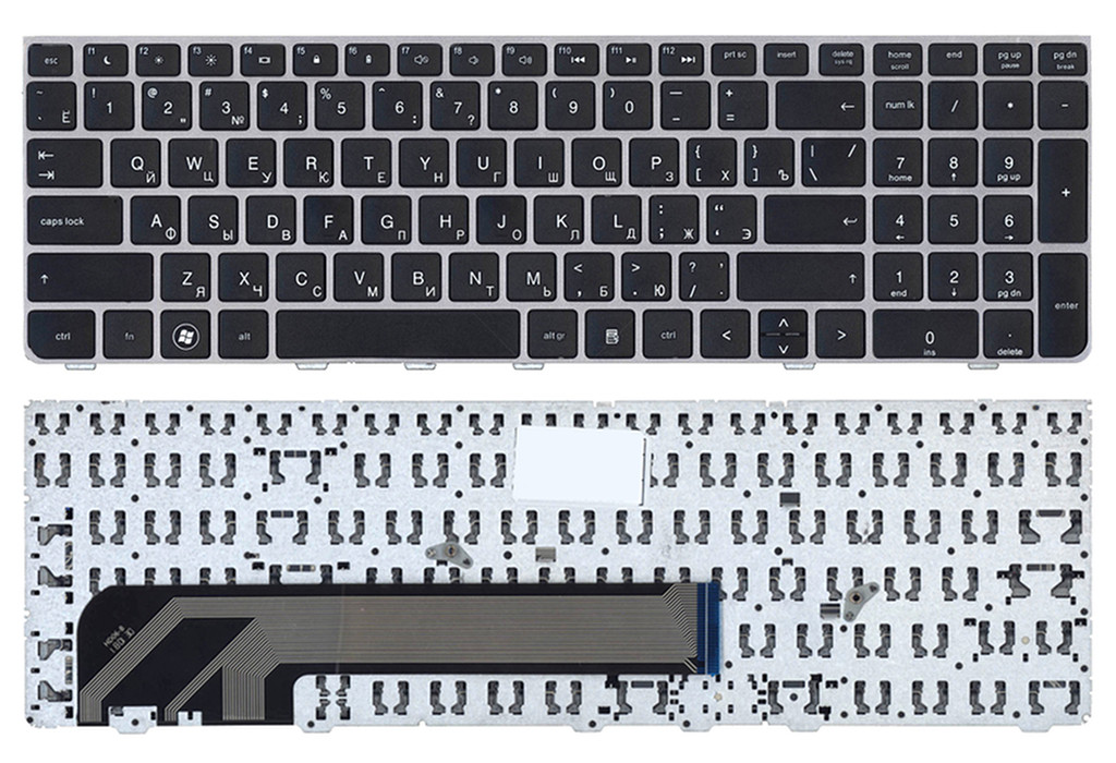 Клавиатура для ноутбука HP Probook 4535S, 4530S, 4730S (чёрная с серой рамкой)