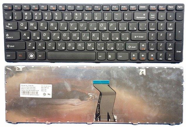 Клавиатура для ноутбука Lenovo G580, G585, Z580, Z585, G780, Z780 RU (c черной рамкой) - фото 1 - id-p147751495