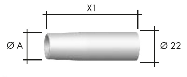 Газовое сопло цилиндрическое 18*69*22 № 145D.014 для RF GRIP 15/25