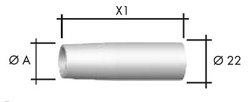 Газовое сопло цилиндрическое 18*69*22 № 145D.014 для RF GRIP 15/25