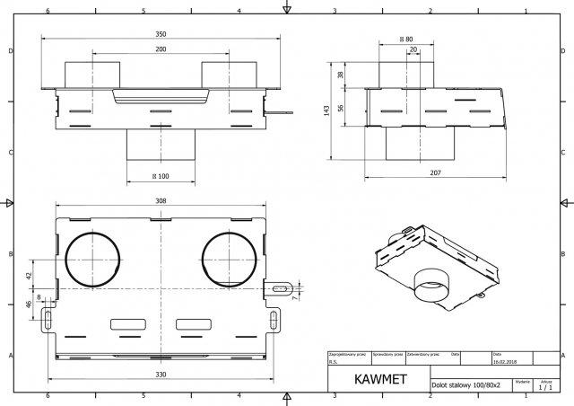 Стальной адаптер для подвода наружного воздуха к топкам W16 - W17 ECO Kaw-Met - фото 4 - id-p151084343