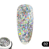 Глиттер гель Global Fashion 5 гр, Glitter gel 02