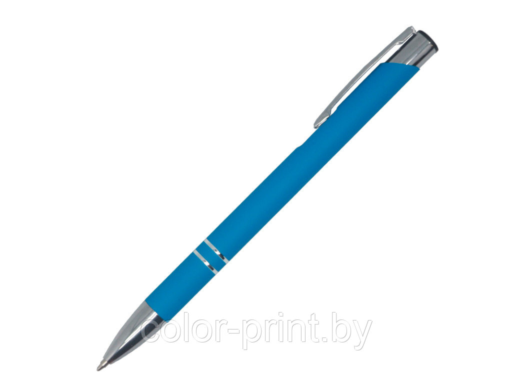 Ручка шариковая, COSMO HEAVY Soft Touch, металл, голубой