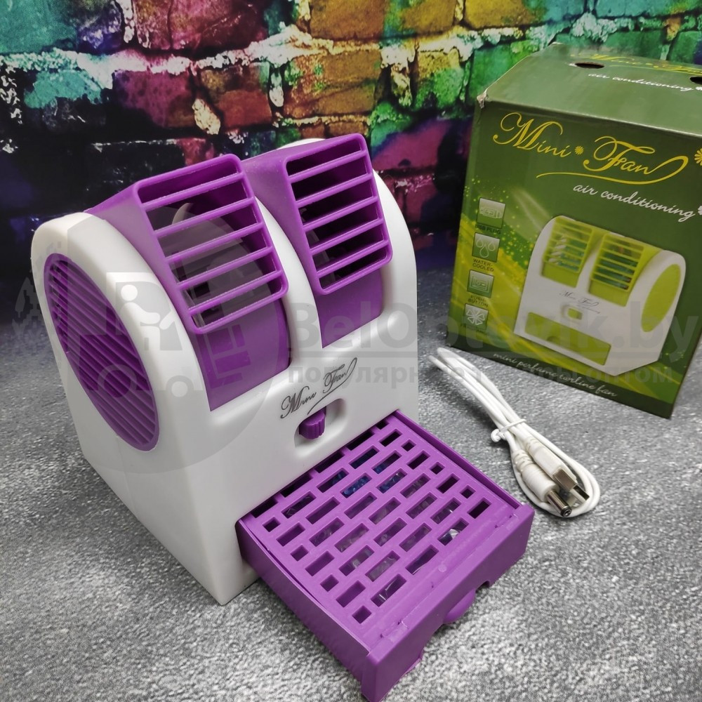 Мини вентилятор - охладитель воздуха Mini Fan Фиолетовый - фото 4 - id-p127180058