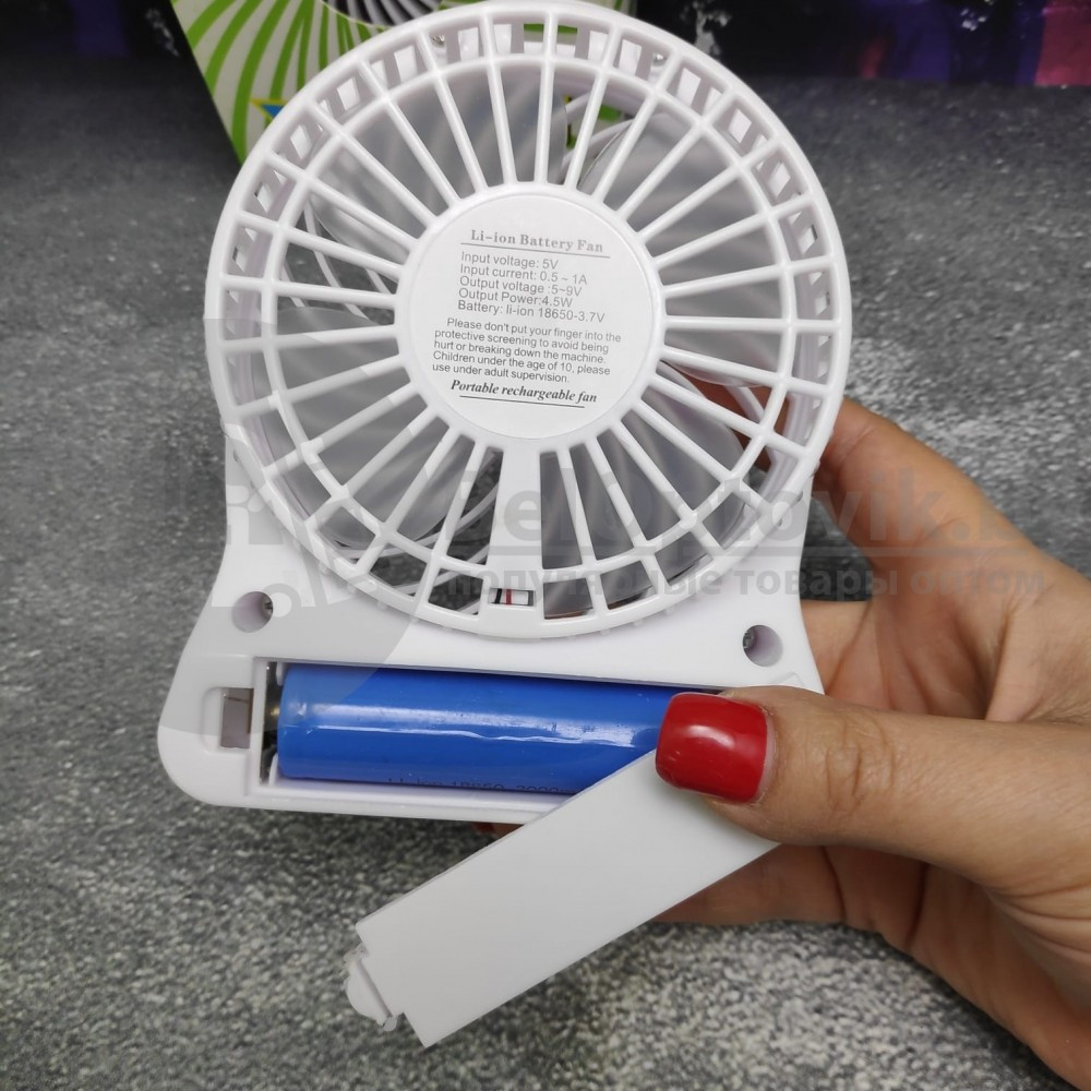 Мини вентилятор USB Fashion Mini Fan, 3 скорости обдува (заряжается от USB) Белый - фото 2 - id-p93848868