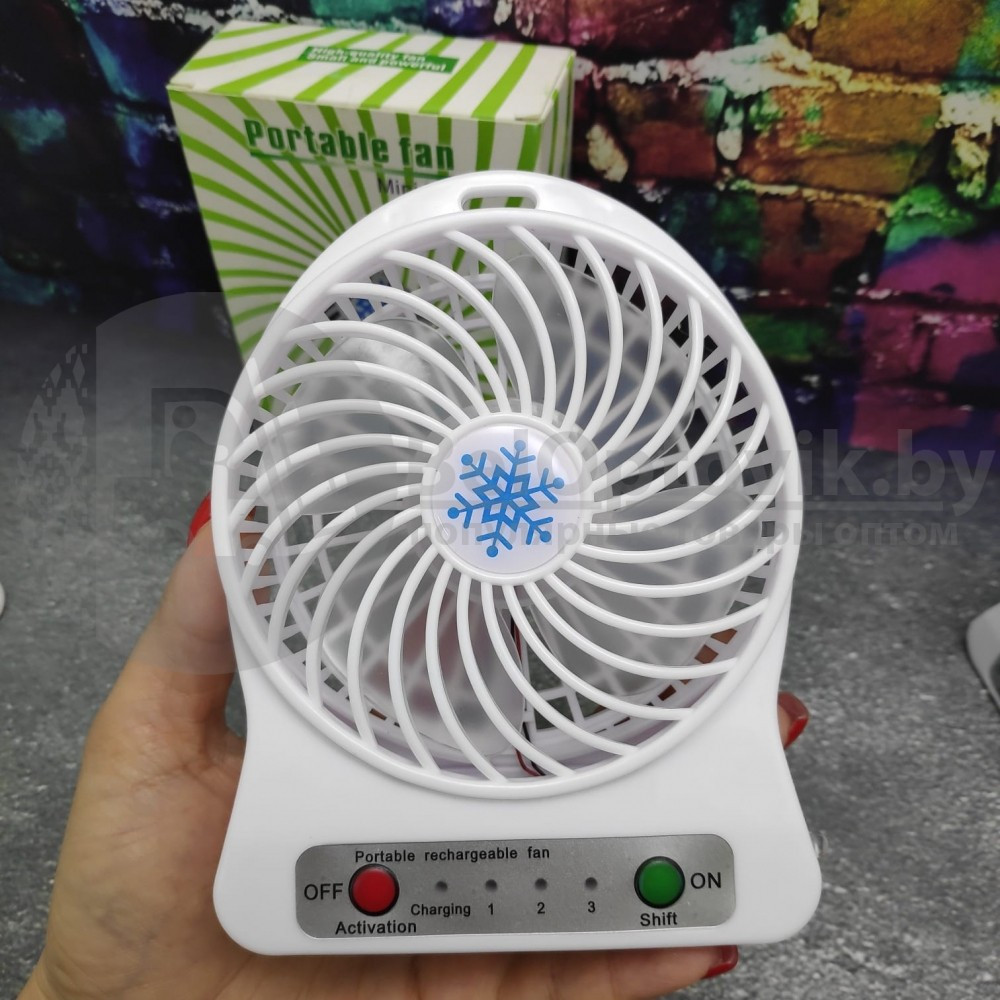 Мини вентилятор USB Fashion Mini Fan, 3 скорости обдува (заряжается от USB) Белый - фото 5 - id-p93848868