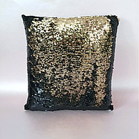 Подушка с пайетками (цвет черный и золото)
