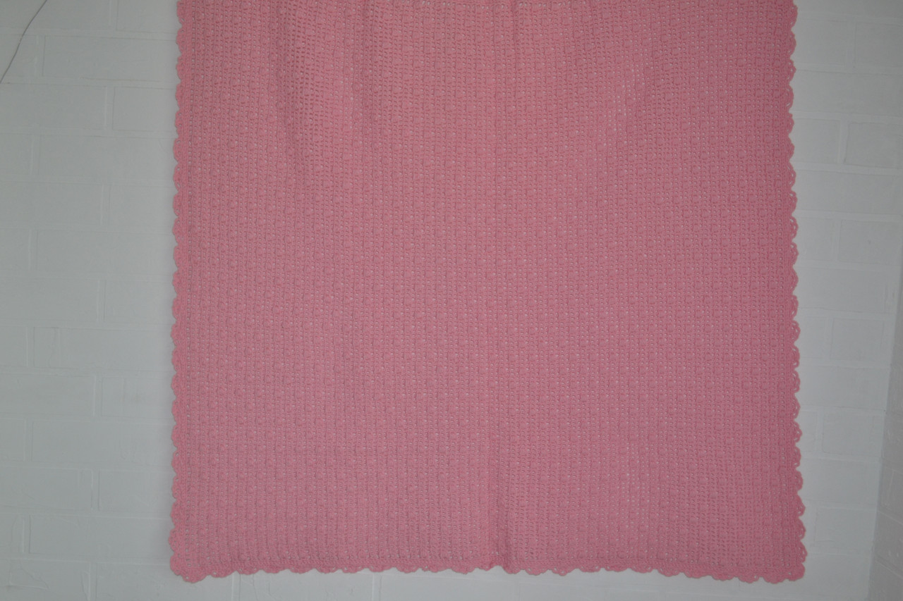 Плед для прогулок розовый хлопковый вязаный крючком - фото 8 - id-p151126938