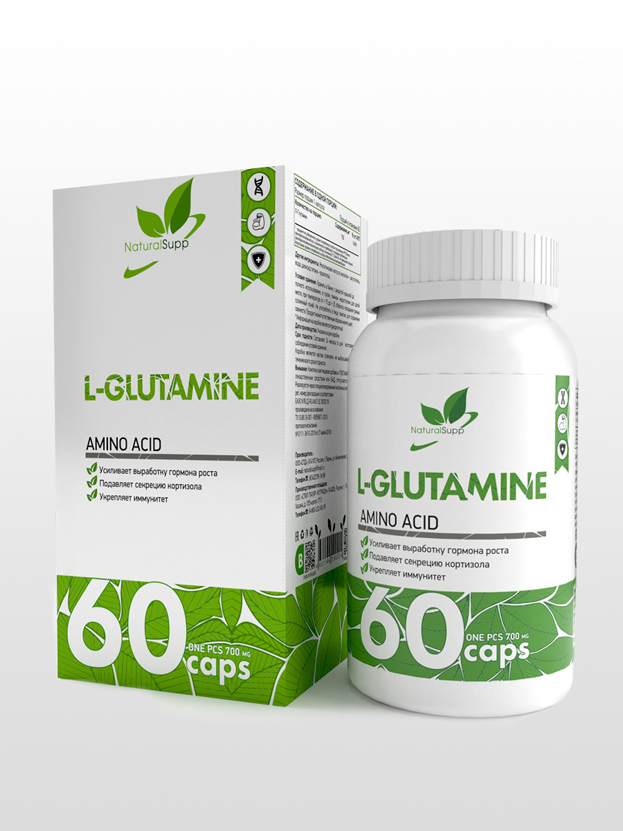 Аминокислоты и BCAA NaturalSupp L-Glutamine 60 капс - фото 1 - id-p151129820