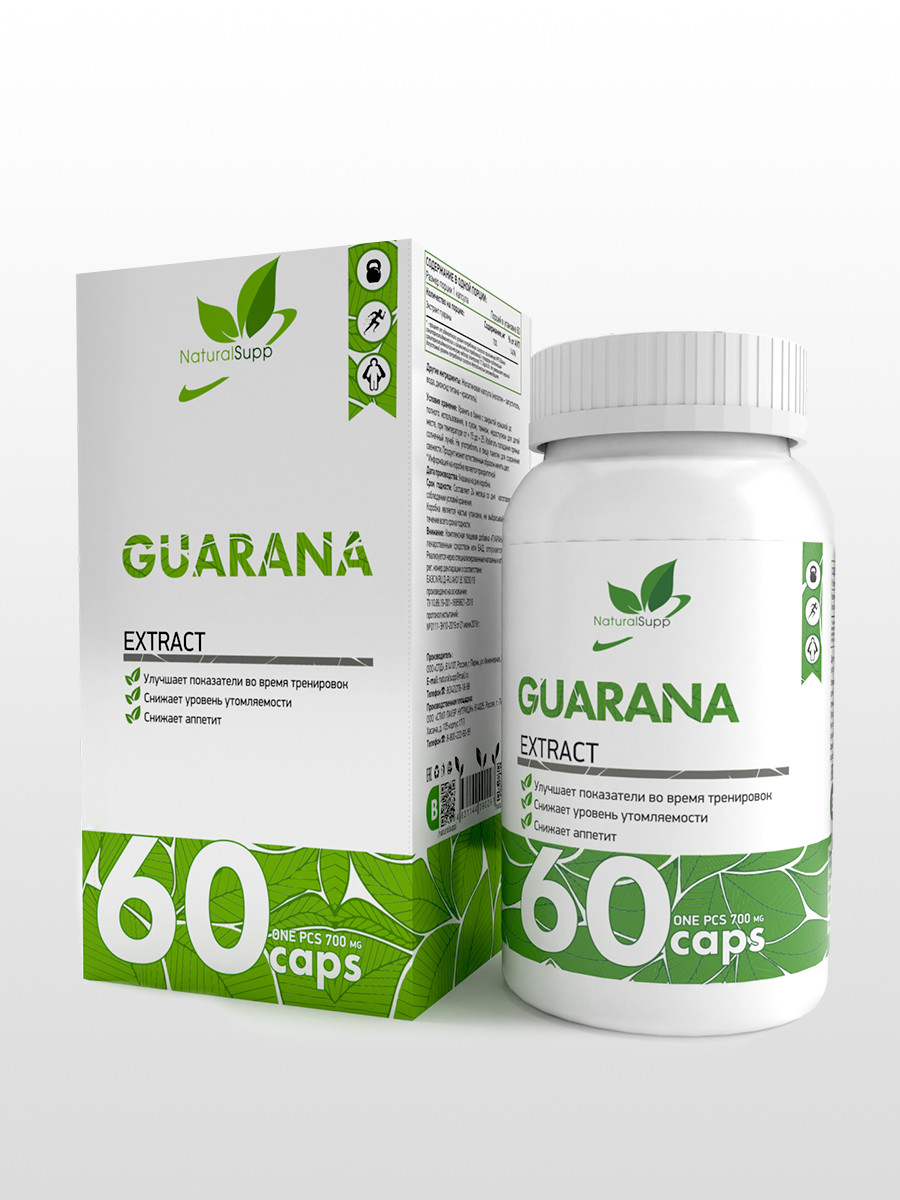 Предтренировочные комплексы и энергетики NaturalSupp Guarana 60 капс - фото 1 - id-p151129822