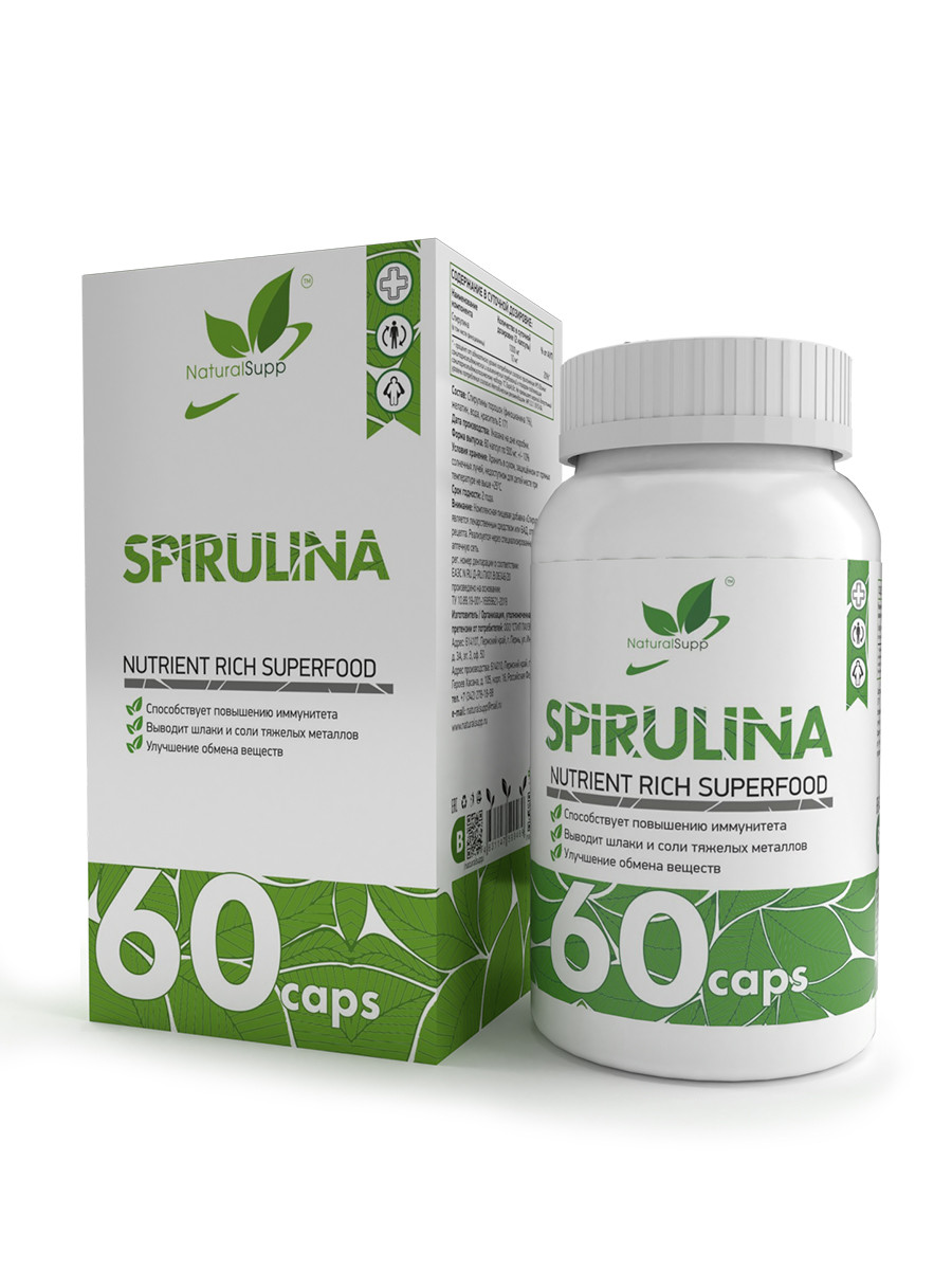 Прочие добавки NaturalSupp Spirulina 60 капс - фото 1 - id-p151129836