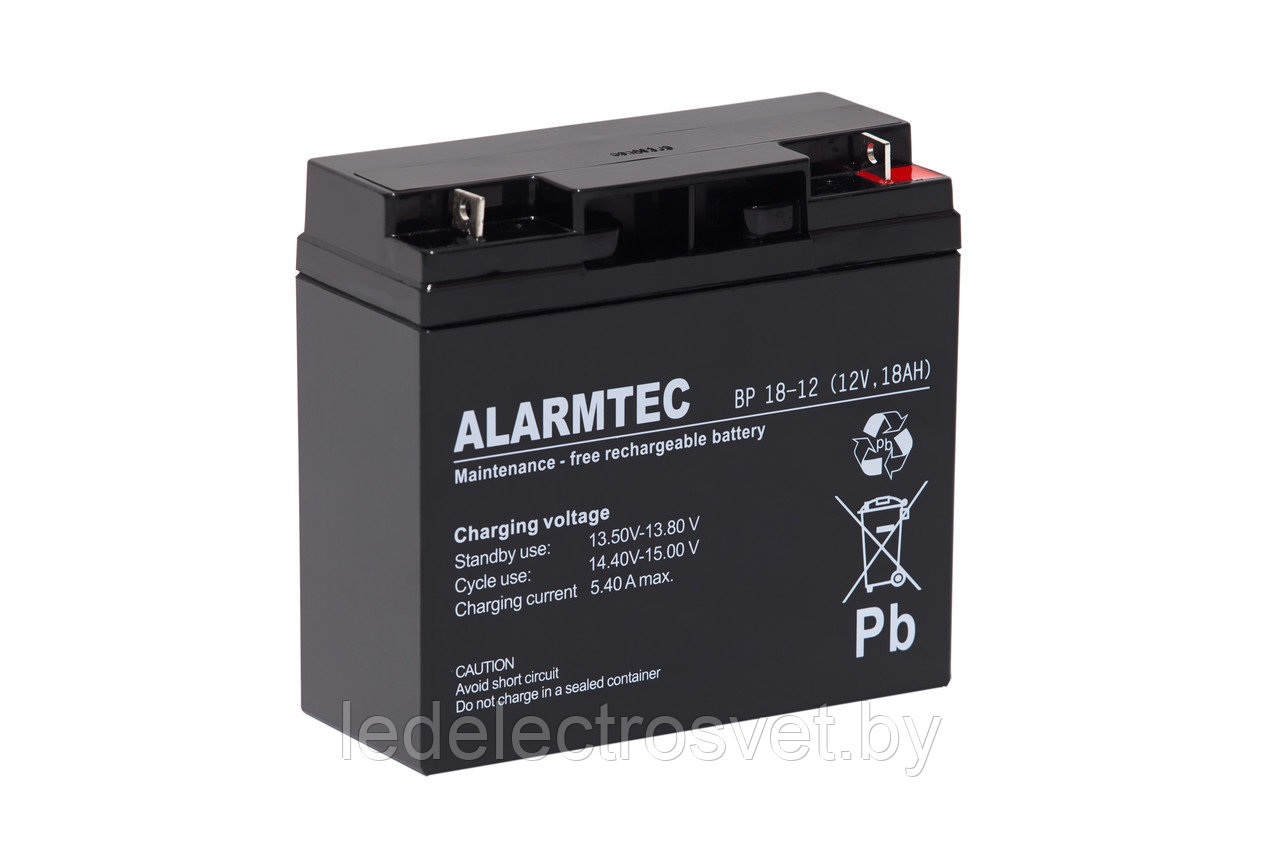 Батарея аккумуляторная Alarmtec BP18-12, 12V/18Ah, 168x182x77 HxLxW, 5.32kg, 5 лет