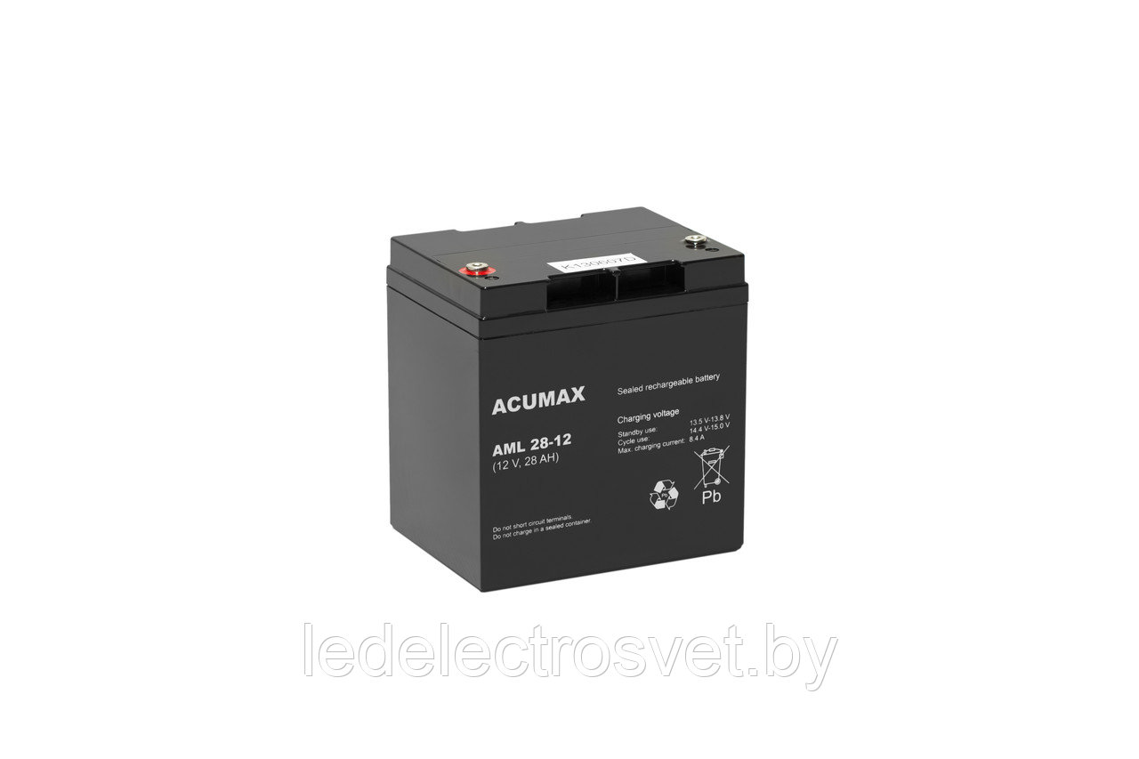 Батарея аккумуляторная Acumax AML28-12, 12V/28Ah, 172(175)x164x125 HxLxW, 9.5kg, 10-12лет - фото 1 - id-p151131401