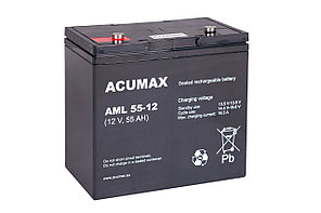 Батарея аккумуляторная Acumax AML55-12, 12V/55Ah, 200(203)x229x138 HxLxW, 17.3kg, 10-12лет