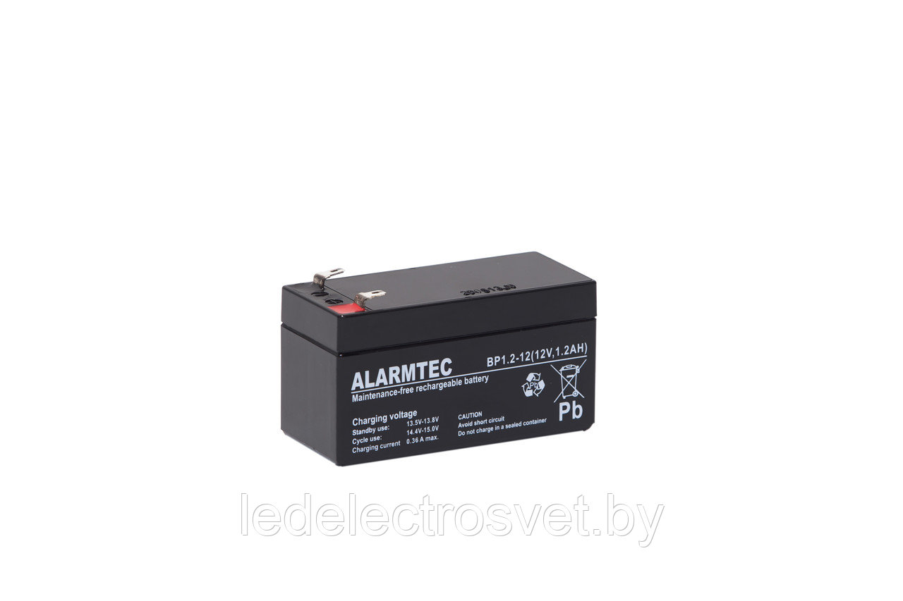 Батарея аккумуляторная Alarmtec BP1.2-12, T1, 12V/1.2Ah, 52(58)x97x43 HxLxW, 0.57kg, 5 лет