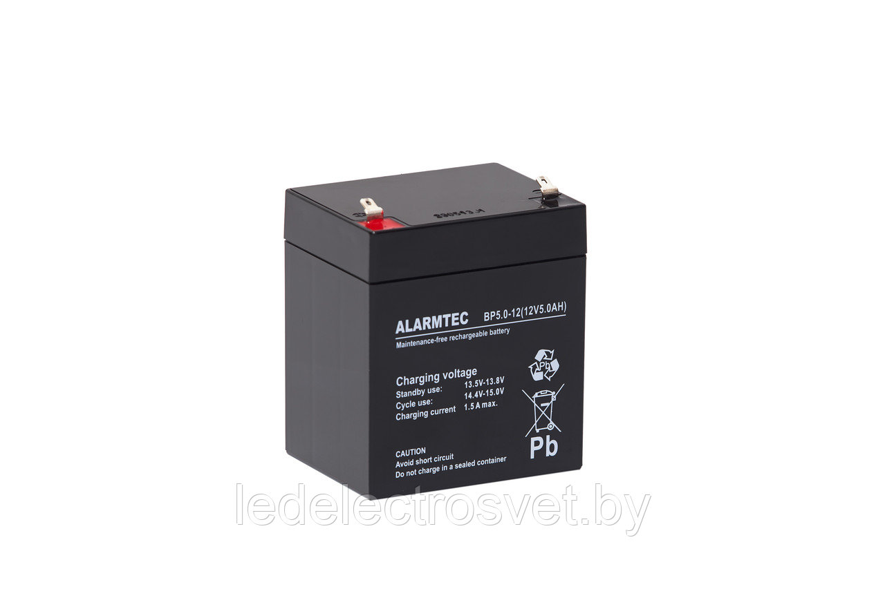Батарея аккумуляторная Alarmtec BP5-12, T1, 12V/5Ah, 101(107)x90x70 HxLxW, 1.8kg, 5 лет
