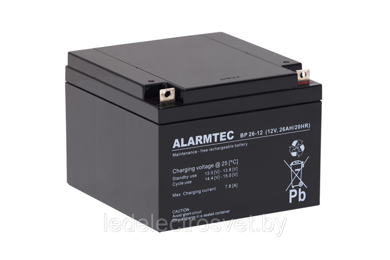 Батарея аккумуляторная Alarmtec BP26-12, 12V/26Ah, 125x166x175 HxLxW, 8kg, 5 лет
