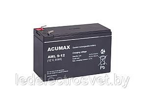 Батарея аккумуляторная Acumax AML9-12, T2, 12V/9Ah, 102x151x65 HxLxW, 2.7kg, 10-12лет