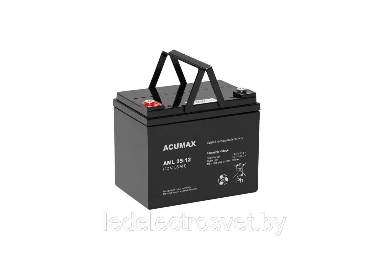Батарея аккумуляторная Acumax AML35-12, 12V/35Ah, 164x195x130 HxLxW, 10.5kg, 10-12лет