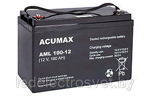 Батарея аккумуляторная Acumax AML100-12, 12V/100Ah, 212(220)x330x173 HxLxW, 30.4kg, 10-12лет